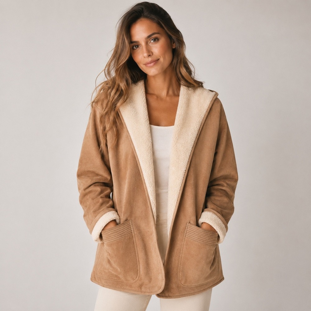 Winlit New York Leather Coat Size Medium Vintage Genuine Leather Faux Fur Size M